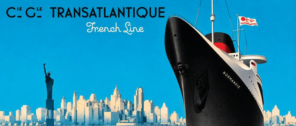 Affiche Compagnie Générale Transatlantique – le paquebot Normandie devant New York